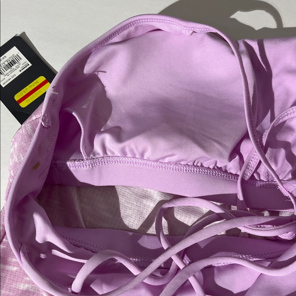 Tek Gear Bright Pink Strappy Sports Bra Tank Top Drytek Medium NEW! Flat Seams - Picture 5 of 6